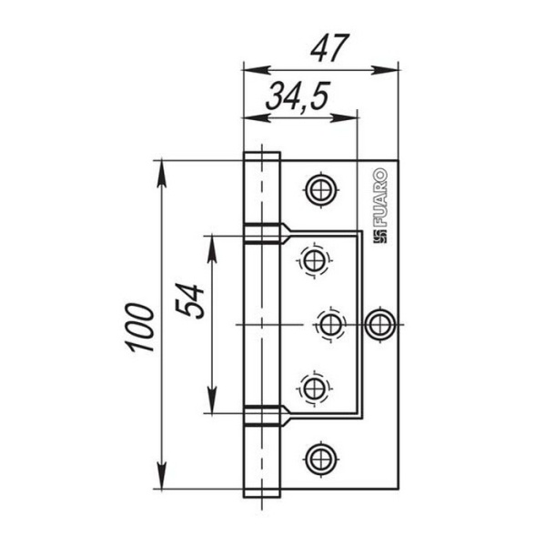 Петля универсальная без врезки 300-2BB/BL 100x2,5 PB (латунь) БЛИСТЕР