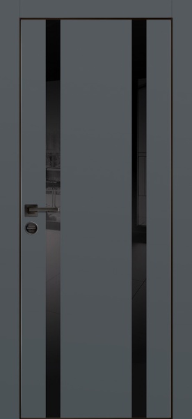 Дверь межкомнатная PX-9  черная кромка с 4-х ст. цвет Графит матовый