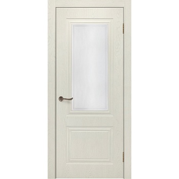 ДП Сити-5 (Шпон+эмаль , тон RAL 9001, B, Остекленное, Сатинат, рис.)