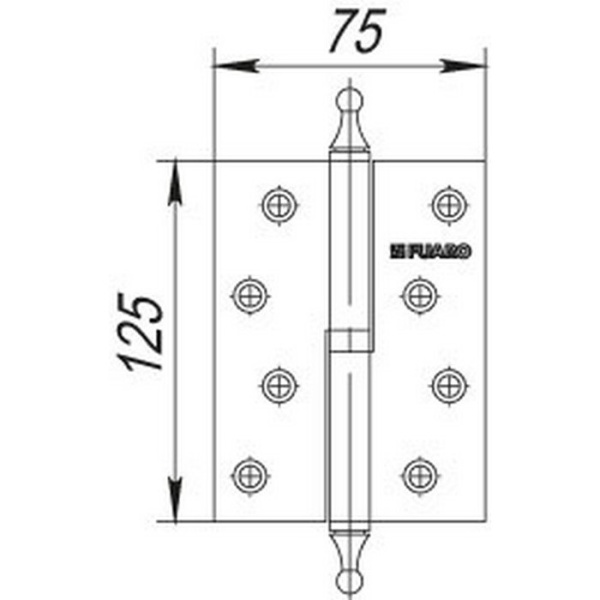 Петля съемная 410/BL-5 125x75x2,5 PB left (латунь) левая БЛИСТЕР