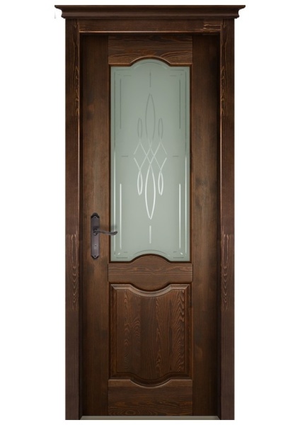 Дверь межкомнатная Ферара Массив сосны тонированный цвет Античный орех