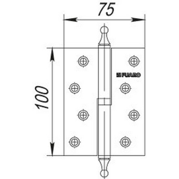 Петля съемная 410/BL-4 100x75x2,5 AC right (медь) правая БЛИСТЕР