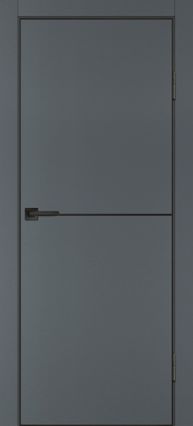 Дверь межкомнатная P-19  черный молдинг PET,  кромка ABS черная c 4-х ст. цвет Графит матовый