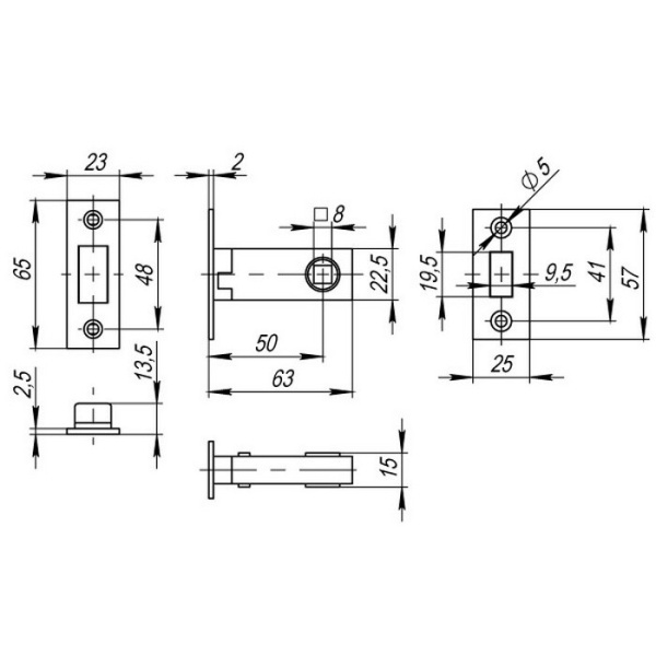 Защелка врезная MAGNET M12-50-25 SN мат. никель