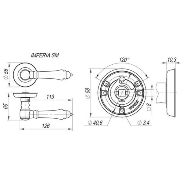 Ручка раздельная IMPERIA SM MAB-6 темная бронза