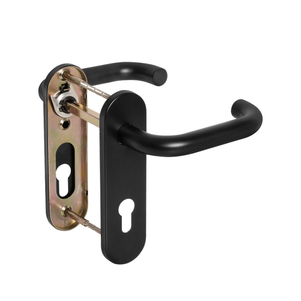 Ручка Fuaro (Фуаро) дверная FP.DH72.0433 SS 201 BLACK с пружиной, нержавейка 201, черный, квадрат 9x140 мм
