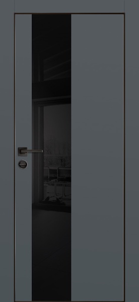 Дверь межкомнатная PX-6 черная кромка с 4-х ст. цвет Графит матовый