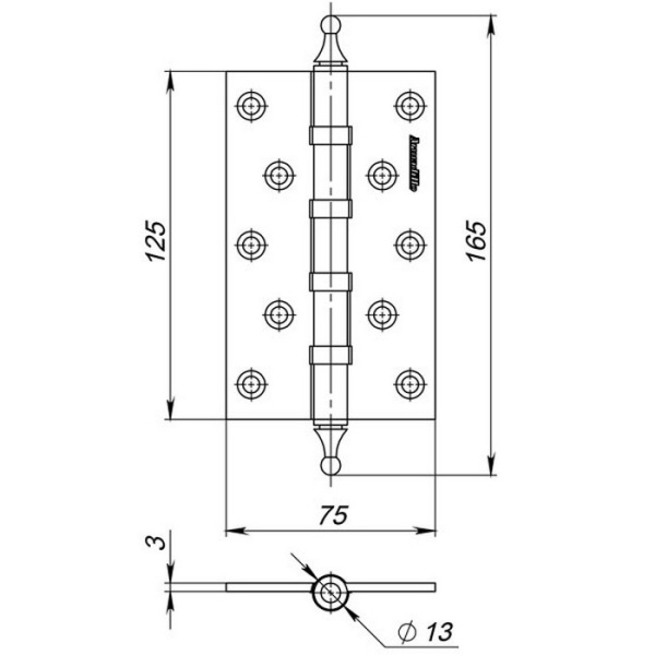 Петля универсальная IN5500UA PN (500-A5) 125х75х3 перл. никель Box