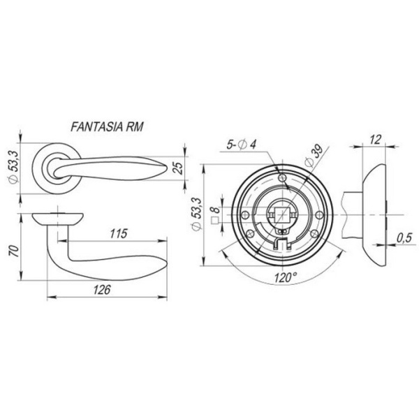 Ручка раздельная FANTASIA RM SN/CP-3