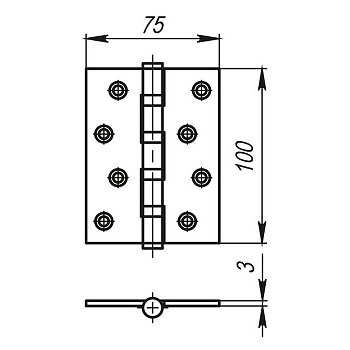 Петля универсальная IN4500UC AC (500-C4) 100x75x3 медь Box