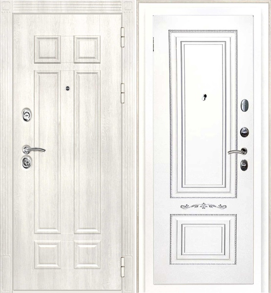 ДМ Гера-2 шагр.RAL1013 замки Kale(Дуб филад.кремФЛ-2507/Smalta-04эмальRal9003Белый,пат.серебро)/860Л