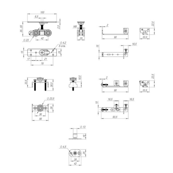 Базовый комплект для синхронного открывания дверей Comfort - PRO SET 4 /synchron/ 80 (CFA171A)