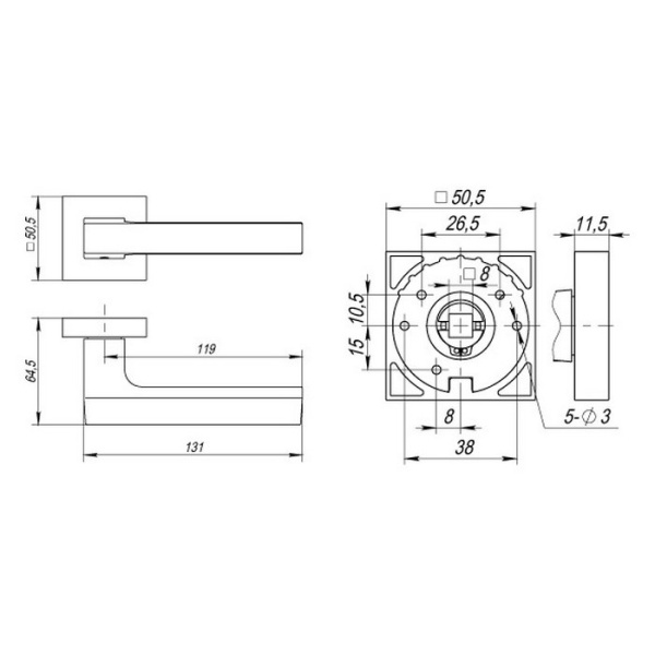 Ручка раздельная FLASH DM CP/WH-19 хром/белый