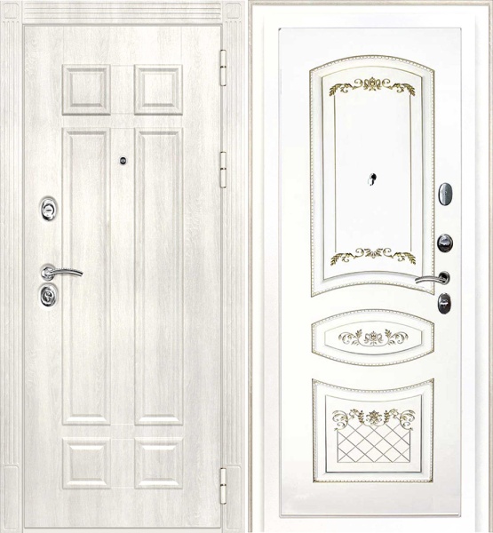ДМ Гера-2 шагр.RAL1013замки Kale(Дуб филад.кремФЛ-2507/Smalta-05 эмальRal9003 Белый пат. зол.)/960ПР