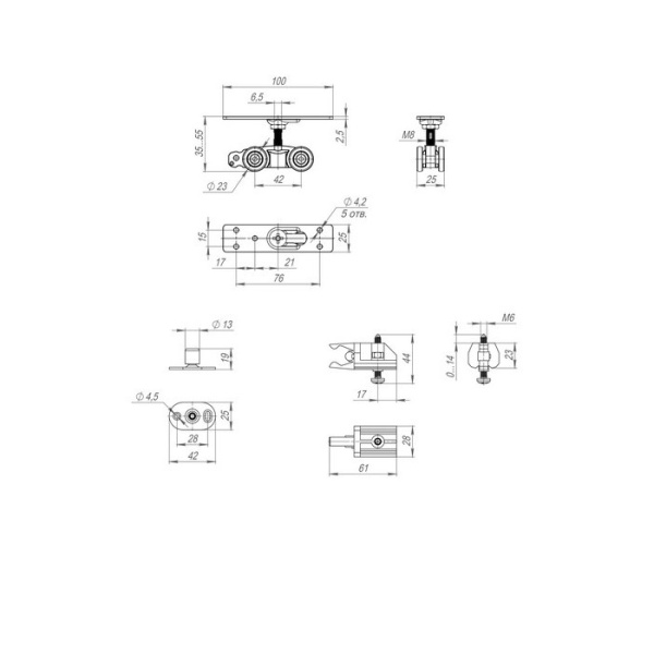 Комплект для раздвижных дверей Comfort - PRO SET 1 /rollers/ 80 (CFA170)