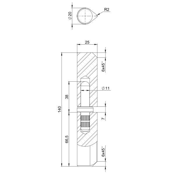 Петля приварная D20x140S B2B (с фаской)
