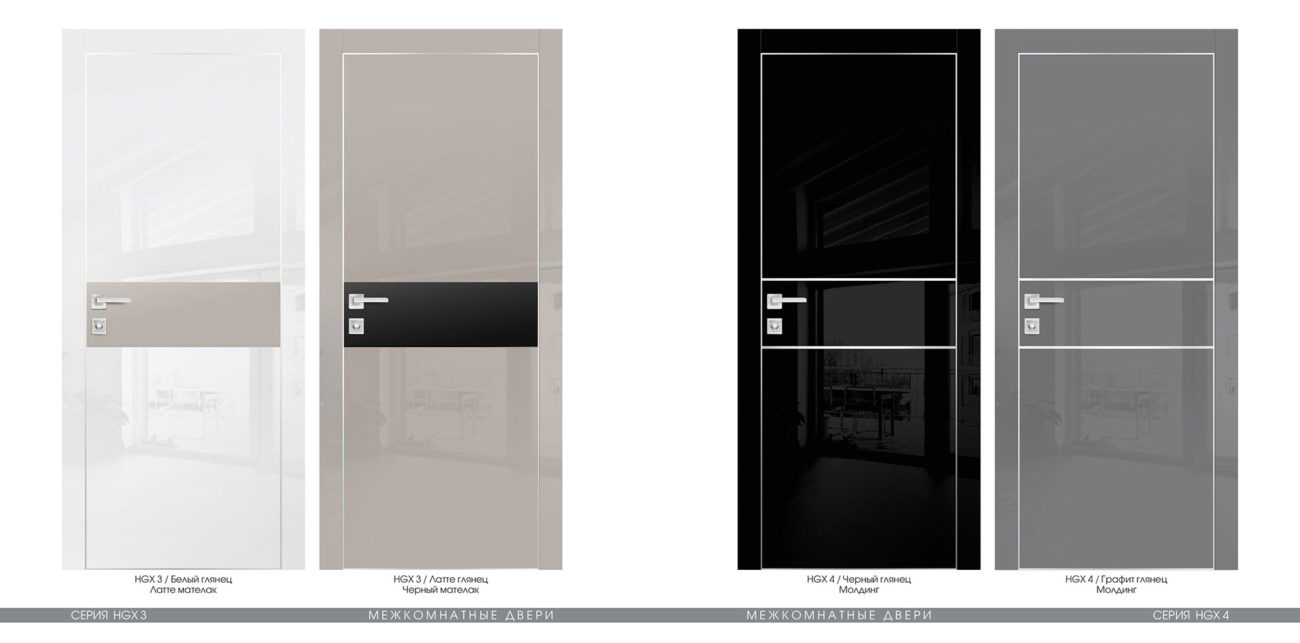 HGX3 4 Межкомнатные двери PROFILO PORTE модель HGX-3 ОТДЕЛКА - Полотна серии HGX, выполнены в покрытии «Высокий глянец», современныйматериал премиум класса. Отличительной особенностью покрытия является зеркальный блеск и глубокий глянцевый цвет. Покрытие имеет защитный лаковый слой, который предотвращает полотно от царапин, истирания и выгорания. <a href="#opisglav">Подробнее</a>