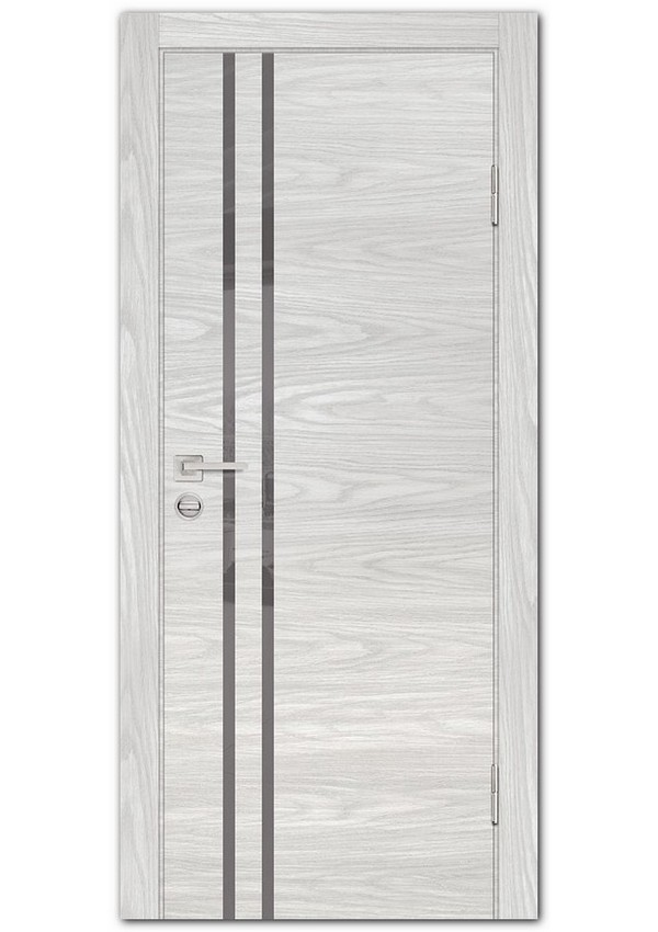 Межкомнатные двери модель P-11 Дуб скай бежевый Серый лакобель