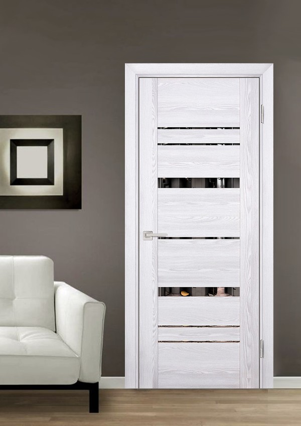 dveri mezhkomnatnyie dveri ekoshpon pvh model psk 2 rivera ays zerkalo tonirovannoe stil hay tek 01 Межкомнатная дверь модели PSK-2 изготавливается с применением бескромочной технологии. Покрытие - НАНОТЕКС с ярко выраженным рисунком фактуры натурального дерева, стойчивое к механическому воздействию и солнечным лучам, не боится влаги. В полотнах используются двойные стекла LACOBEL или зеркальные тонированные вставки, что визуально увеличивает пространство и делает дизайн интерьера более необычным. <a href="#opisglav">Подробнее</a>