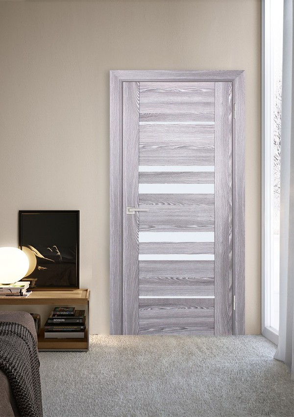 dveri mezhkomnatnyie dveri ekoshpon pvh model psk 4 rivera grey belyiy lakobel stil hay tek 03 Межкомнатная дверь модели PSK-4 изготавливается с применением бескромочной технологии. Покрытие - НАНОТЕКС с ярко выраженным рисунком фактуры натурального дерева, стойчивое к механическому воздействию и солнечным лучам, не боится влаги. В полотнах используются двойные стекла LACOBEL или зеркальные тонированные вставки, что визуально увеличивает пространство и делает дизайн интерьера более необычным. <a href="#opisglav">Подробнее</a>