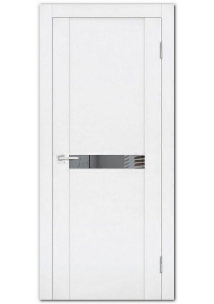 Межкомнатные двери модель PST-3 белый бархат Зеркало тонированное