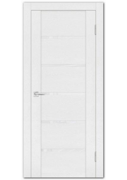 Межкомнатные двери модель PST-7 белый ясень Белоснежный лакобель