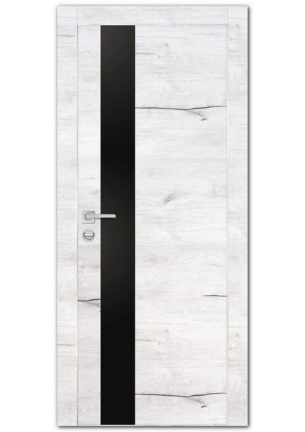 Межкомнатные двери модель PX-10 AL кромка с 4-х ст. Дуб арктик Черный мателак