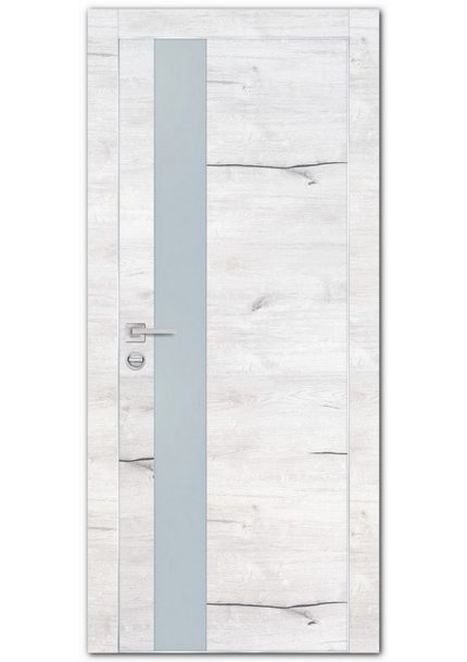 Межкомнатные двери модель PX-10 AL кромка с 4-х ст. Дуб арктик Лунный мателак