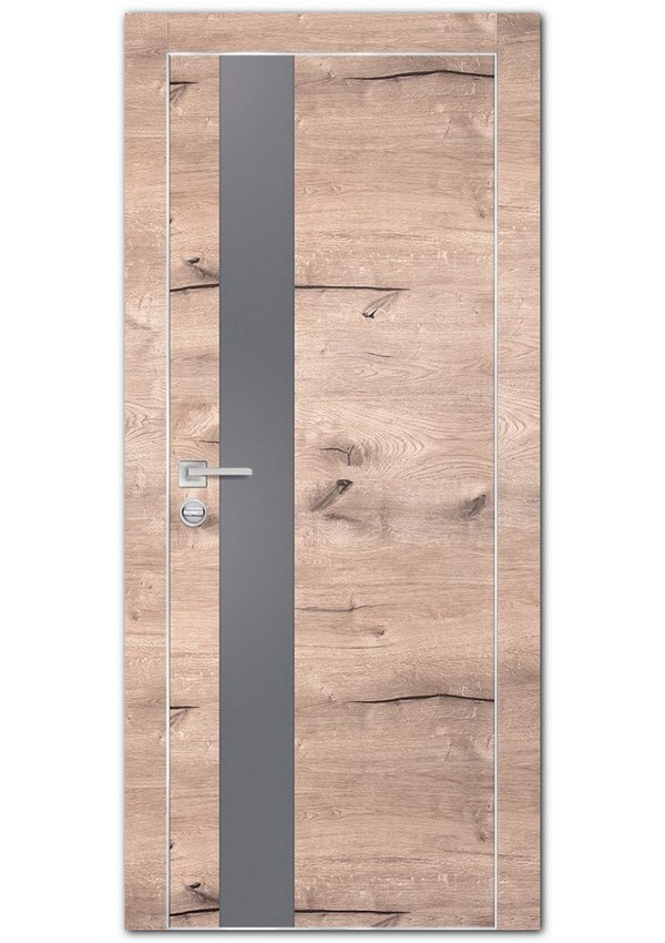 Межкомнатные двери модель PX-10 AL кромка с 4-х ст. Дуб пацифик Серый мателак