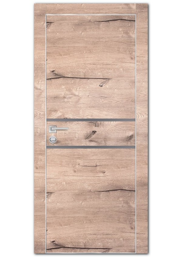 Межкомнатные двери модель PX-18 AL кромка с 4--х ст. Дуб пацифик Серый мателак