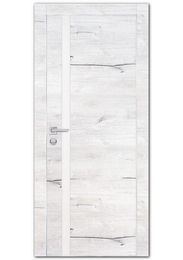 Межкомнатные двери модель PX-8 AL кромка с 4-х ст. Дуб арктик Белый мателак