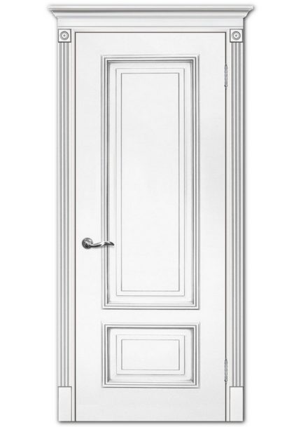 Межкомнатные двери модель Смальта 08 Белый ral 9003 патина серебро