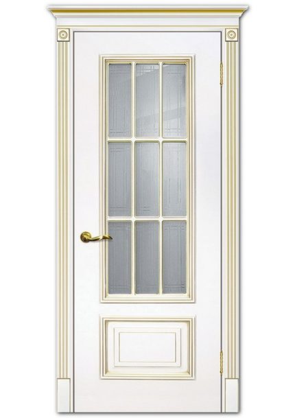 Межкомнатные двери модель Смальта 08 Белый ral 9003 патина золото Сатинат