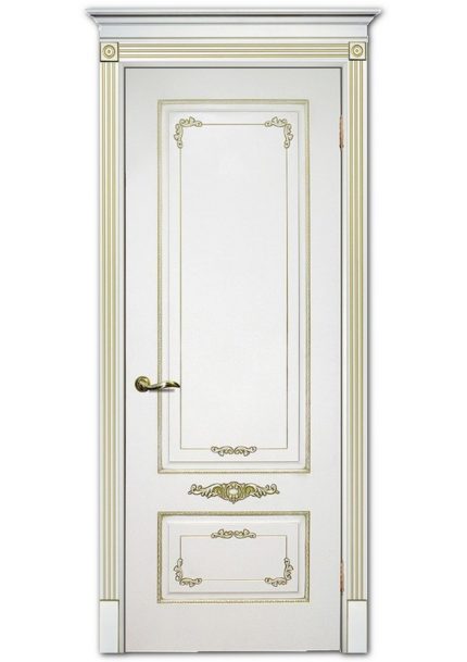 Межкомнатные двери модель Смальта 09 Белый ral 9003 патина золото