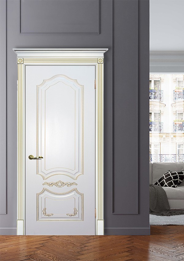 dveri mezhkomnatnyie dveri krashenyie emal model smalta 10 belyiy ral 9003 patina zoloto stil klassika 01 Межкомнатная дверь из коллекции Смальта-Deco. Модель Смальта 10 — Классический дизайн в белых цветах и слоновой кости, с применением серебряной и золотой патины и 3D рисунков, делают эти модели украшением любого интерьера. В этой коллекции представлены полотна в эмали, с возможностью окрашивания по системе RAL цвета №7032, 7015, 7040, 7047, 9010, с применением различных технологий сборки и фрезеровки. Серия Смальта-Deco, одна из самых востребованных и популярных коллекций. Двери покрытые высокопрочной эмалью, набирают популярность, как у дизайнеров, так и у простых покупателей. <a href="#opisglav">Подробнее</a>