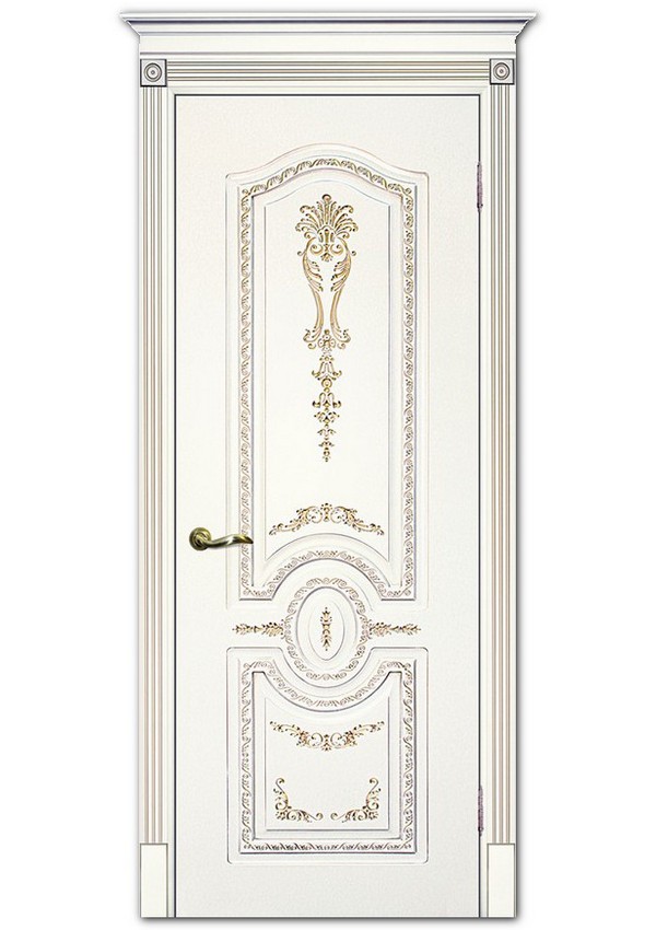 Межкомнатные двери модель Смальта 11 Белый ral 9003 патина золото