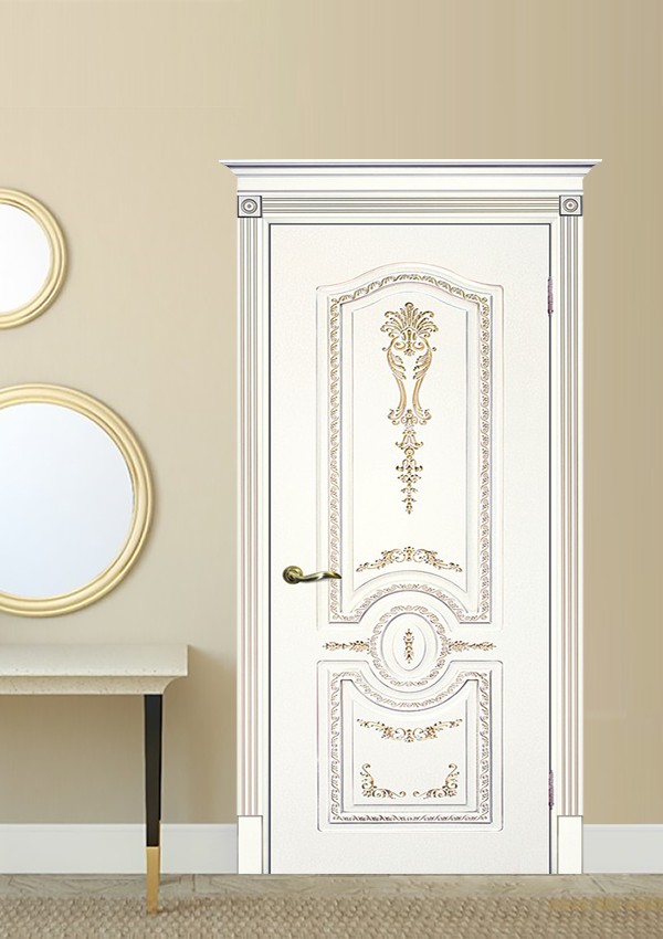dveri mezhkomnatnyie dveri krashenyie emal model smalta 11 belyiy ral 9003 patina zoloto stil klassika 02 Межкомнатная дверь из коллекции Смальта-Deco. Модель Смальта 11 — Классический дизайн в белых цветах и слоновой кости, с применением серебряной и золотой патины и 3D рисунков, делают эти модели украшением любого интерьера. В этой коллекции представлены полотна в эмали, с возможностью окрашивания по системе RAL цвета №7032, 7015, 7040, 7047, 9010, с применением различных технологий сборки и фрезеровки. Серия Смальта-Deco, одна из самых востребованных и популярных коллекций. Двери покрытые высокопрочной эмалью, набирают популярность, как у дизайнеров, так и у простых покупателей. <a href="#opisglav">Подробнее</a>