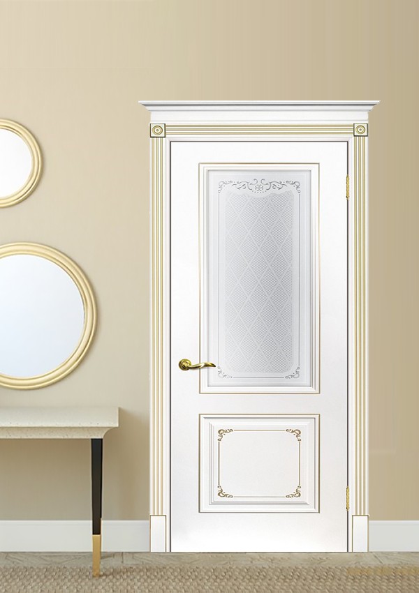 dveri mezhkomnatnyie dveri krashenyie emal model smalta 14 belyiy ral 9003 patina zoloto satinat shelkotrafaretnaya pechat stil klassika 02 Межкомнатная дверь из коллекции Смальта-Deco. Модель Смальта 14 — Классический дизайн в белых цветах и слоновой кости, с применением серебряной и золотой патины и 3D рисунков, делают эти модели украшением любого интерьера. В этой коллекции представлены полотна в эмали, с возможностью окрашивания по системе RAL цвета №7032, 7015, 7040, 7047, 9010, с применением различных технологий сборки и фрезеровки. Серия Смальта-Deco, одна из самых востребованных и популярных коллекций. Двери покрытые высокопрочной эмалью, набирают популярность, как у дизайнеров, так и у простых покупателей. <a href="#opisglav">Подробнее</a>