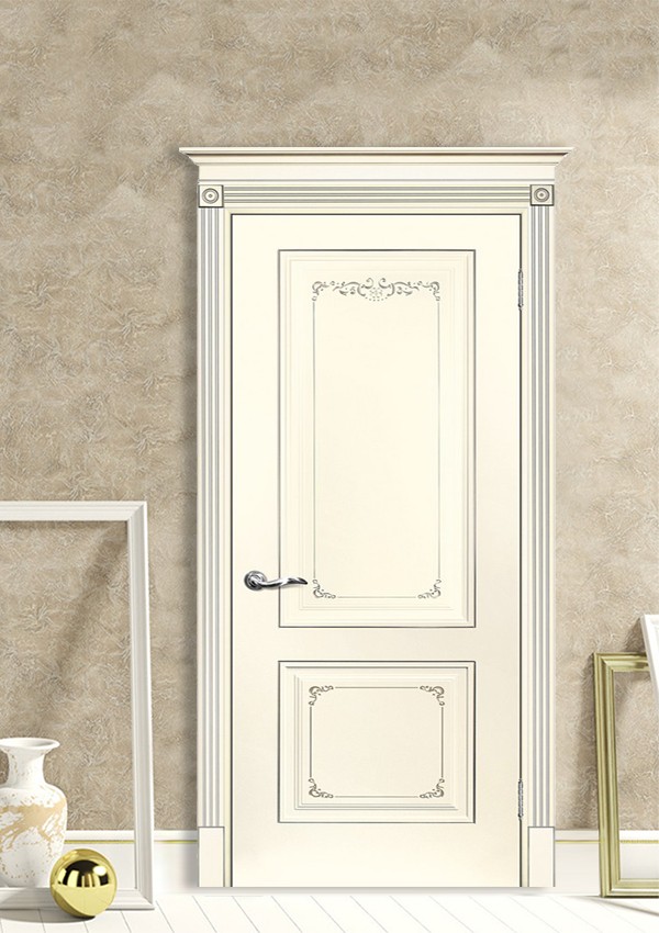 dveri mezhkomnatnyie dveri krashenyie emal model smalta 14 slonovaya kost ral 1013 patina serebro stil klassika 03 Межкомнатная дверь из коллекции Смальта-Deco. Модель Смальта 14 — Классический дизайн в белых цветах и слоновой кости, с применением серебряной и золотой патины и 3D рисунков, делают эти модели украшением любого интерьера. В этой коллекции представлены полотна в эмали, с возможностью окрашивания по системе RAL цвета №7032, 7015, 7040, 7047, 9010, с применением различных технологий сборки и фрезеровки. Серия Смальта-Deco, одна из самых востребованных и популярных коллекций. Двери покрытые высокопрочной эмалью, набирают популярность, как у дизайнеров, так и у простых покупателей. <a href="#opisglav">Подробнее</a>