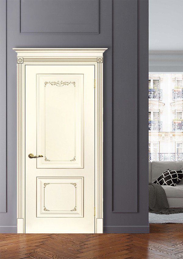 dveri mezhkomnatnyie dveri krashenyie emal model smalta 14 slonovaya kost ral 1013 patina shampan stil klassika 01 Межкомнатная дверь из коллекции Смальта-Deco. Модель Смальта 14 — Классический дизайн в белых цветах и слоновой кости, с применением серебряной и золотой патины и 3D рисунков, делают эти модели украшением любого интерьера. В этой коллекции представлены полотна в эмали, с возможностью окрашивания по системе RAL цвета №7032, 7015, 7040, 7047, 9010, с применением различных технологий сборки и фрезеровки. Серия Смальта-Deco, одна из самых востребованных и популярных коллекций. Двери покрытые высокопрочной эмалью, набирают популярность, как у дизайнеров, так и у простых покупателей. <a href="#opisglav">Подробнее</a>