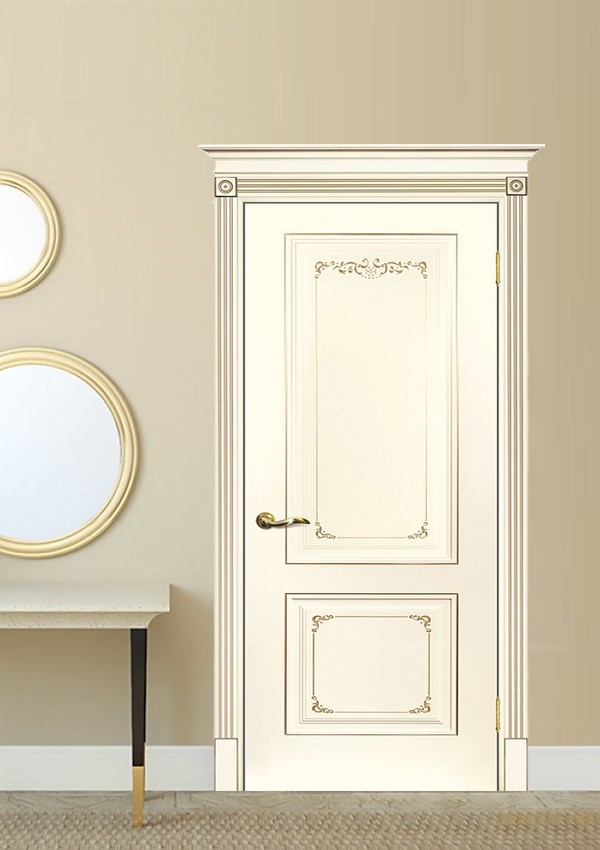 dveri mezhkomnatnyie dveri krashenyie emal model smalta 14 slonovaya kost ral 1013 patina shampan stil klassika 02 Межкомнатная дверь из коллекции Смальта-Deco. Модель Смальта 14 — Классический дизайн в белых цветах и слоновой кости, с применением серебряной и золотой патины и 3D рисунков, делают эти модели украшением любого интерьера. В этой коллекции представлены полотна в эмали, с возможностью окрашивания по системе RAL цвета №7032, 7015, 7040, 7047, 9010, с применением различных технологий сборки и фрезеровки. Серия Смальта-Deco, одна из самых востребованных и популярных коллекций. Двери покрытые высокопрочной эмалью, набирают популярность, как у дизайнеров, так и у простых покупателей. <a href="#opisglav">Подробнее</a>